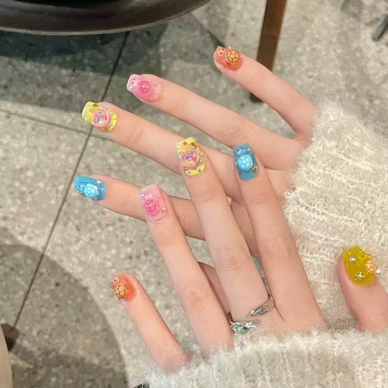 Art Craft Materials - 100 Mini Renkli Kaplumbağa Reçine Süsleri