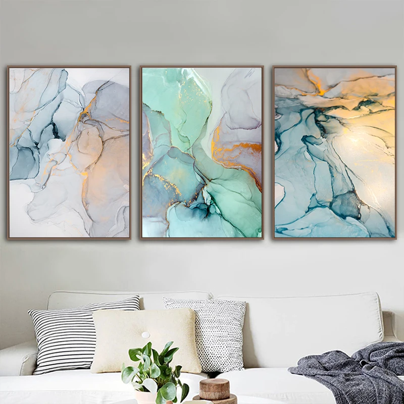 Alcohol Ink Set - 3 adet/set Teal Mavi Altın Alkol