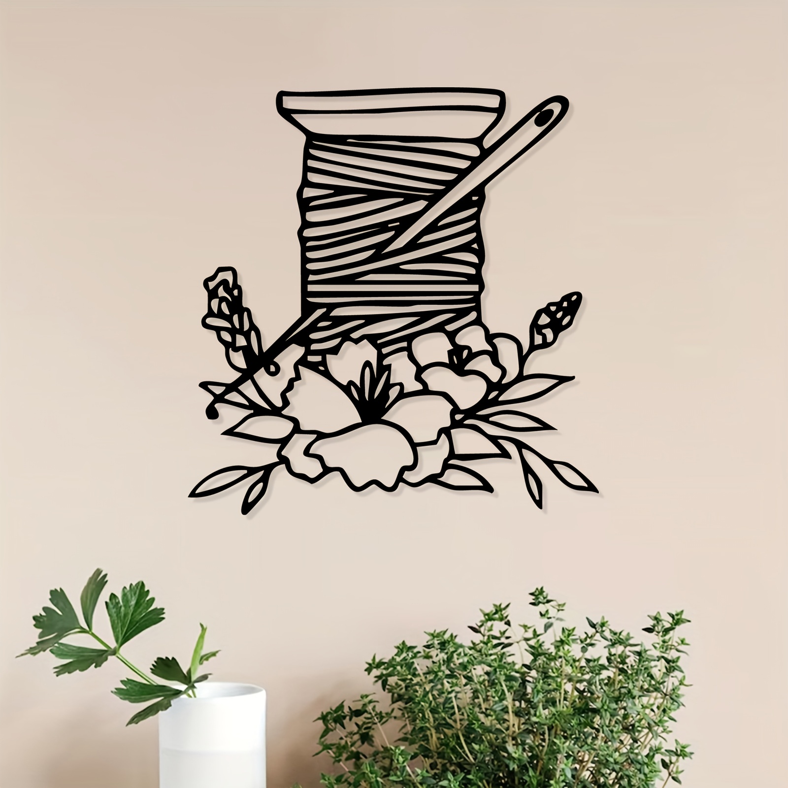Art And Craft For Mother'S Day - İplik Makarası Çiçekli Metal Duvar Sanatı