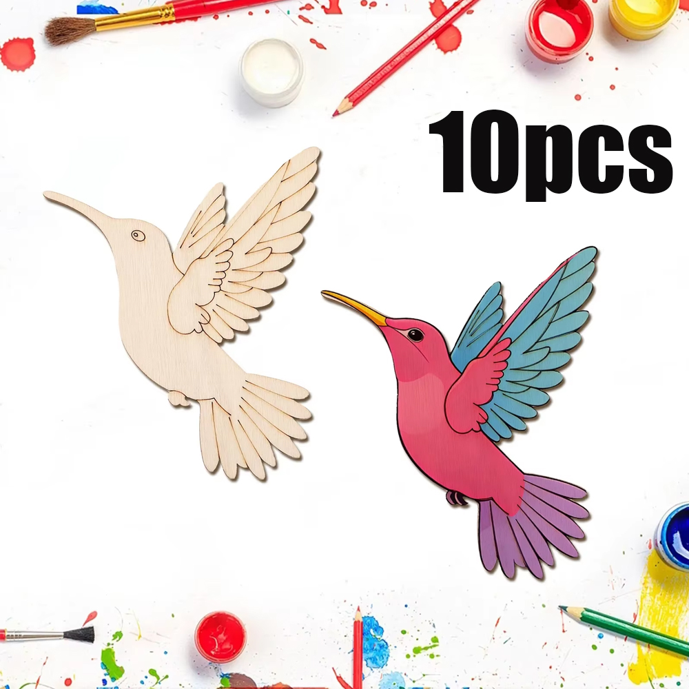 Art Crafting - 10 adet Bitmemiş Ahşap Hayvan Kuş