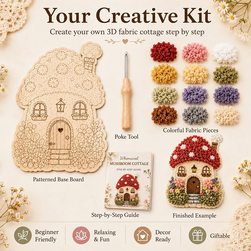 3D Mantar Ev Poke Art DIY Kiti - Art Craft Materials incelemesi ve fiyatı